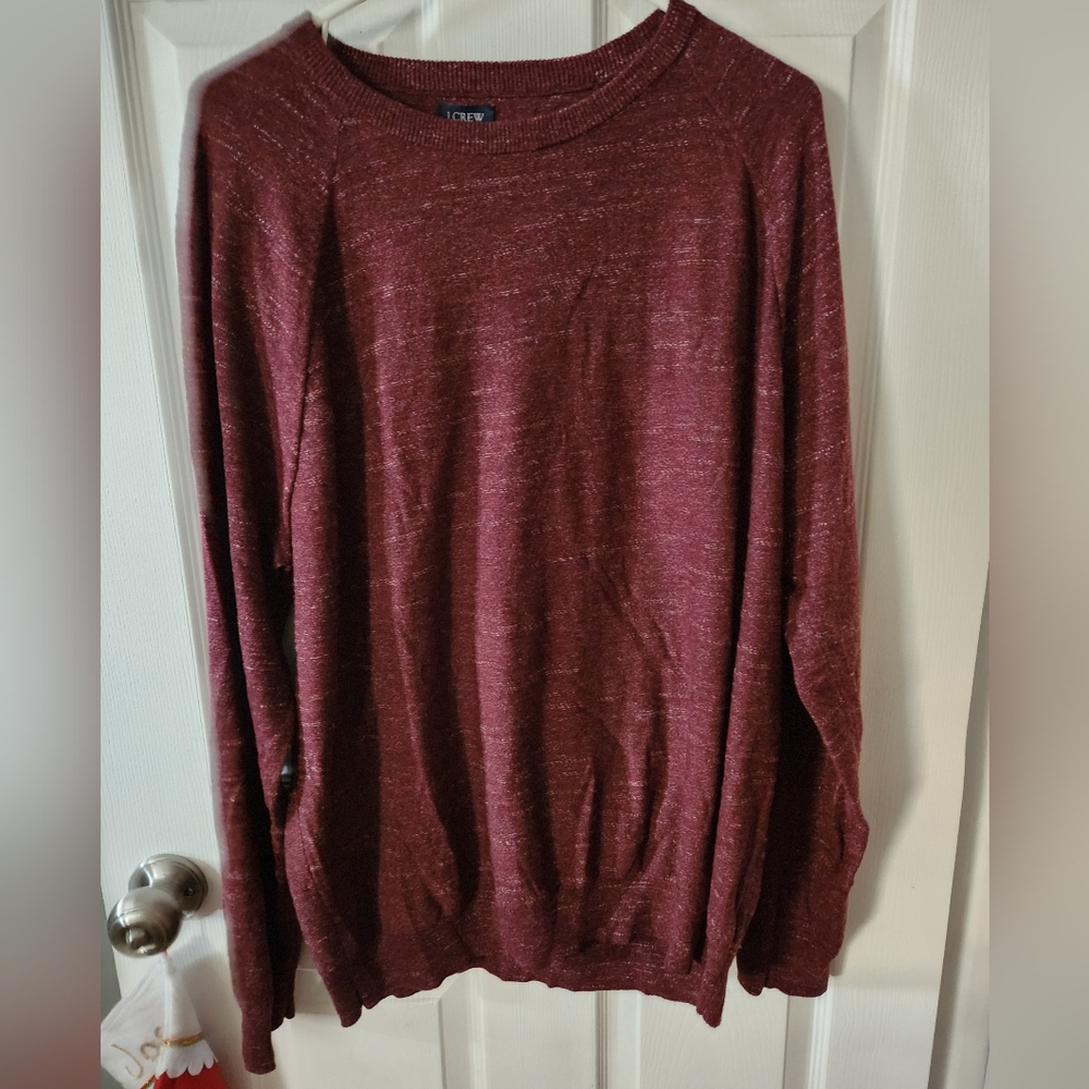 Men's J Crew Pullover Sweater Burgundy‎ Size XL Long Sleeve